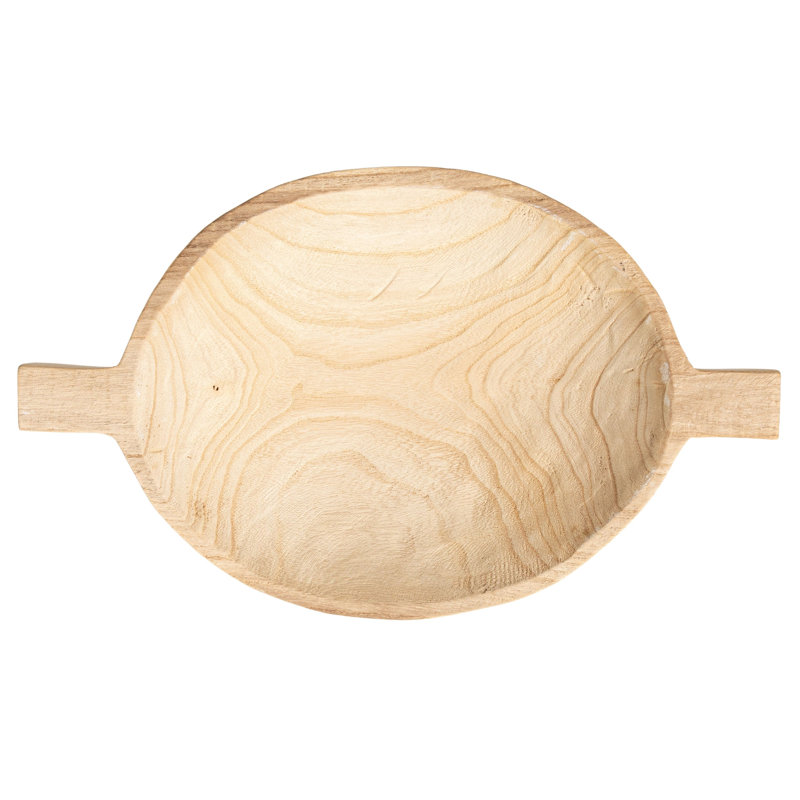 Plateau rond rond en bois de paulownia, Naturel