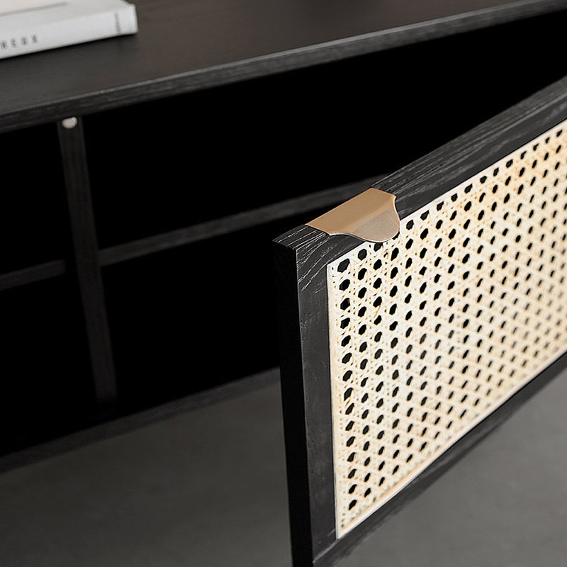Meuble télé moderne et minimaliste en rotin avec rangement