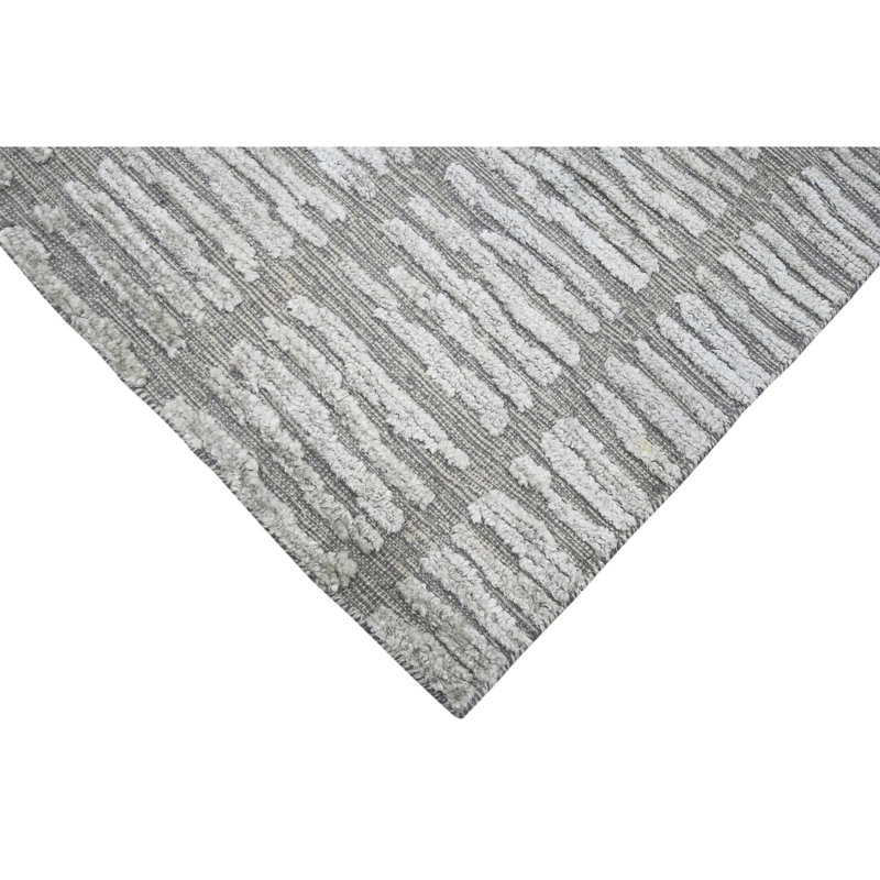 Hand Woven Wool Striped Area Rug, Rectangle 6' x 9'