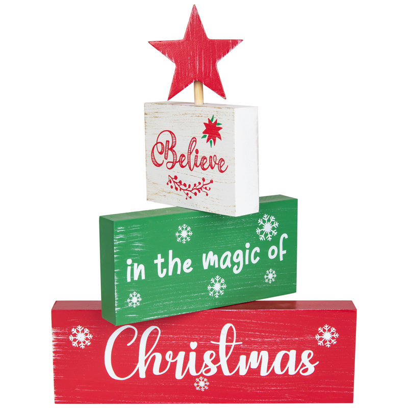 Believe In The Magic Of Christmas Wooden Tree Sign - 12.5"