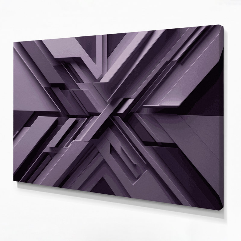 «Geometric Abstraction 27», art mural sur toile mauve, H 11 po x l 14 po