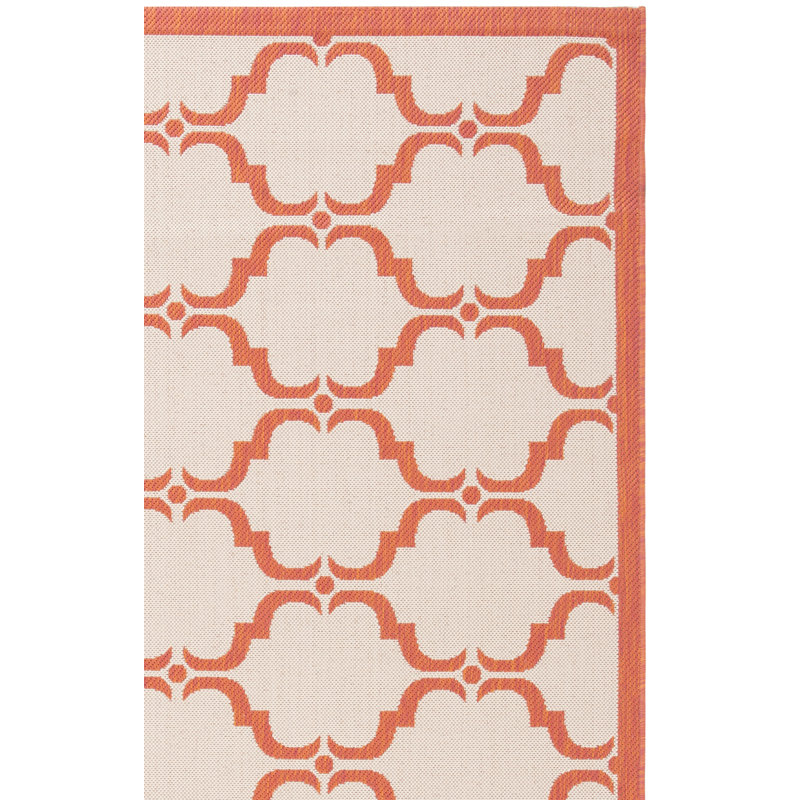 Tapis à motif géométrique intérieur/extérieur beige/rouge Herefordshire, Rectangle 6 pi 7 po x 9 pi 6 po