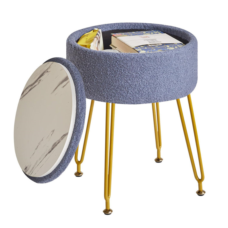 Ahilan Metal Accent Stool, Slate Blue