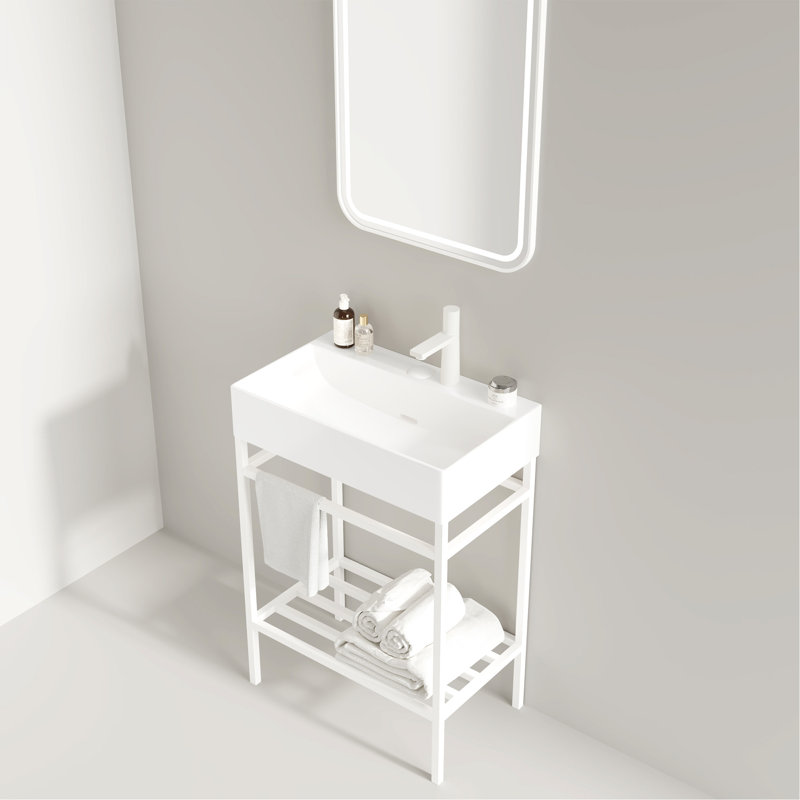 Meuble-lavabo polyvalent avec rangement avancé et conception conviviale, Blanc, Blanc