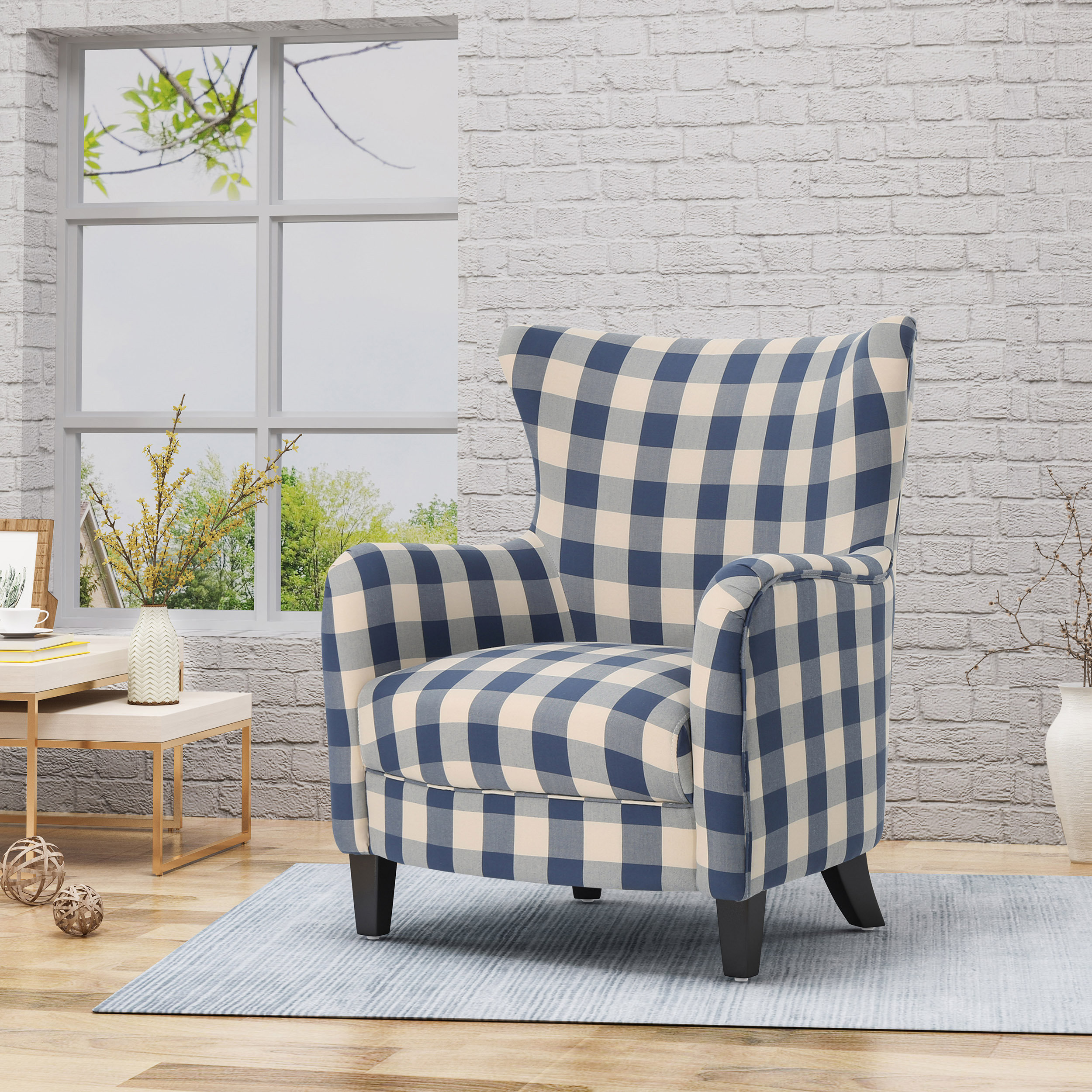 Blue farmhouse accent online chair