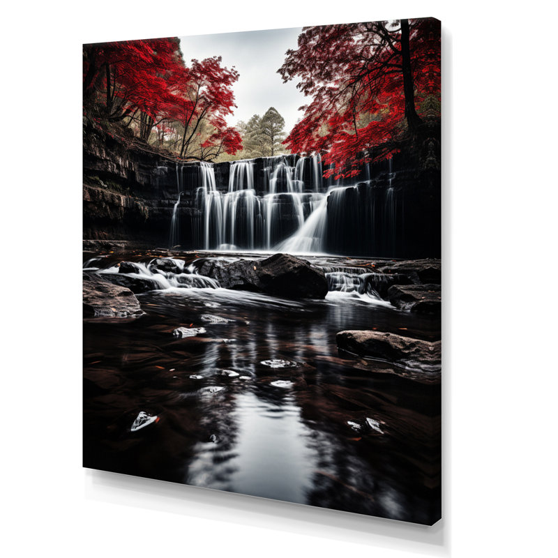 Chute grise et rouge de l'éternité I sur toile, Toile tendue, 20" H x 12" W