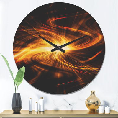 Explosion of Fire in Black - Modern Wood Wall Clock