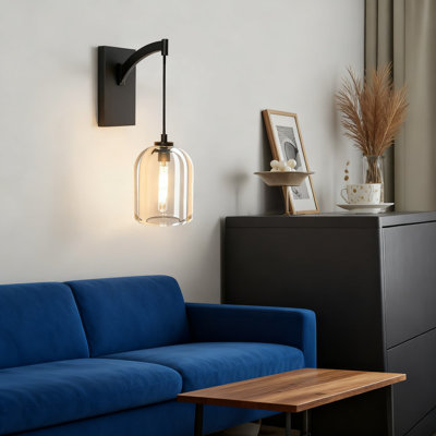 K9 Crystal Brass Hemisphere Wall Sconce Set Of 2 With Bulbs, Dimmable Black Brushed Modern Hanging Light For Bedroom Living Room Bathroom Hallway Indoor Lighting