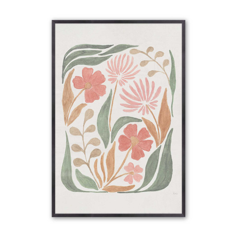 Motif de fleurs de corail II, Cadre de coin ouvert en zinc patiné, H 15,25 po x l 12,25 po