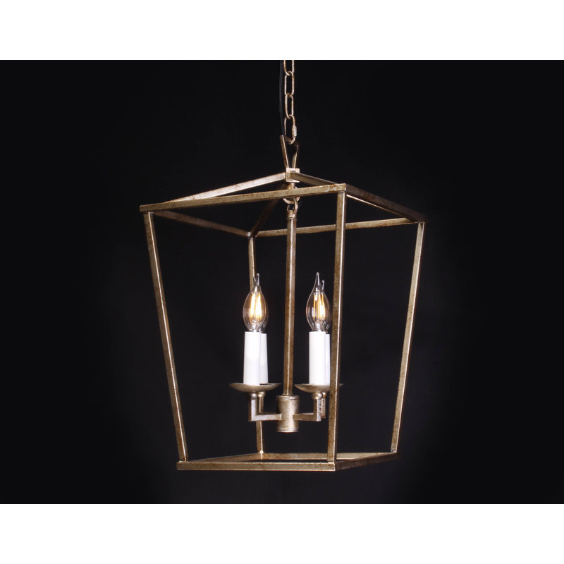 Luminaire suspendu géométrique 4 lumières lanternes Lamson, Feuille d'argent
