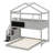 Pine Wood House-Shaped L Bunk Bed With Storage Staircase, Blackboard And Wooden Slats Support-1516734264