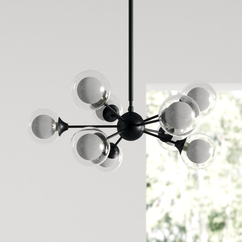 Lustre sphérique Spoutnik à 12 lumières Optimist, 10 po H x 22,75 po L x 22,75 po P, 9, Noir terre