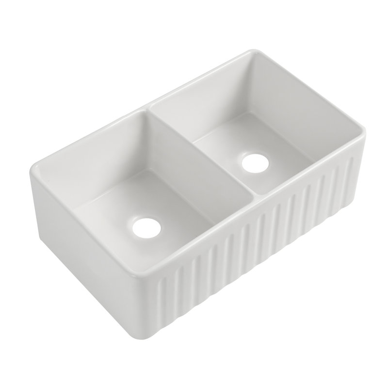 Évier de cuisine à double cuve 33 po x 20 po - Chauffant, rayure tache de style rouille coordonné avec grille et réversible,