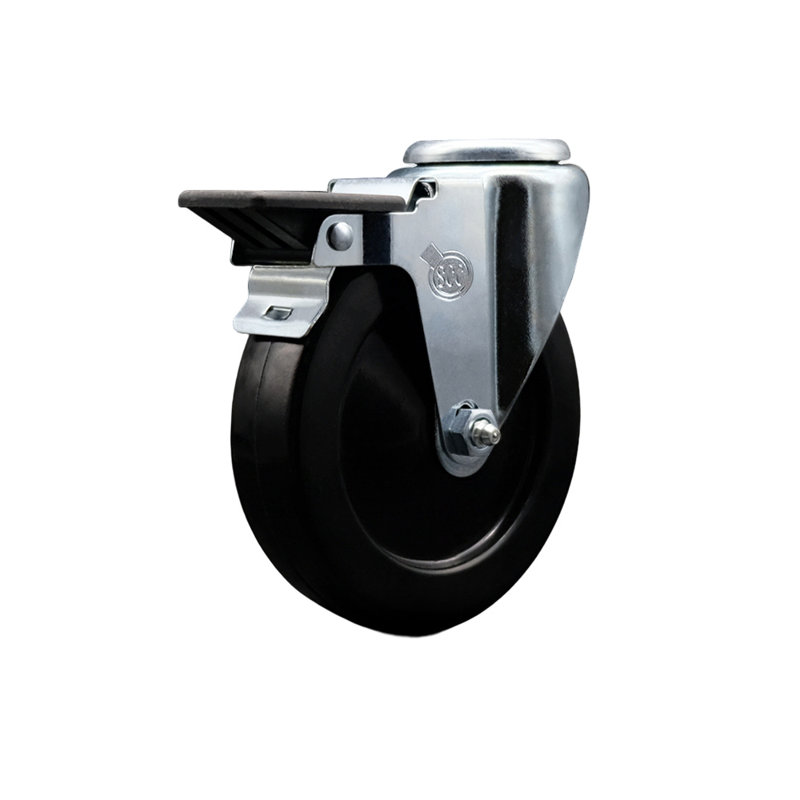5 Inch Hard Rubber Wheel Swivel Bolt Hole Caster with Posi Lock Brake SCC
