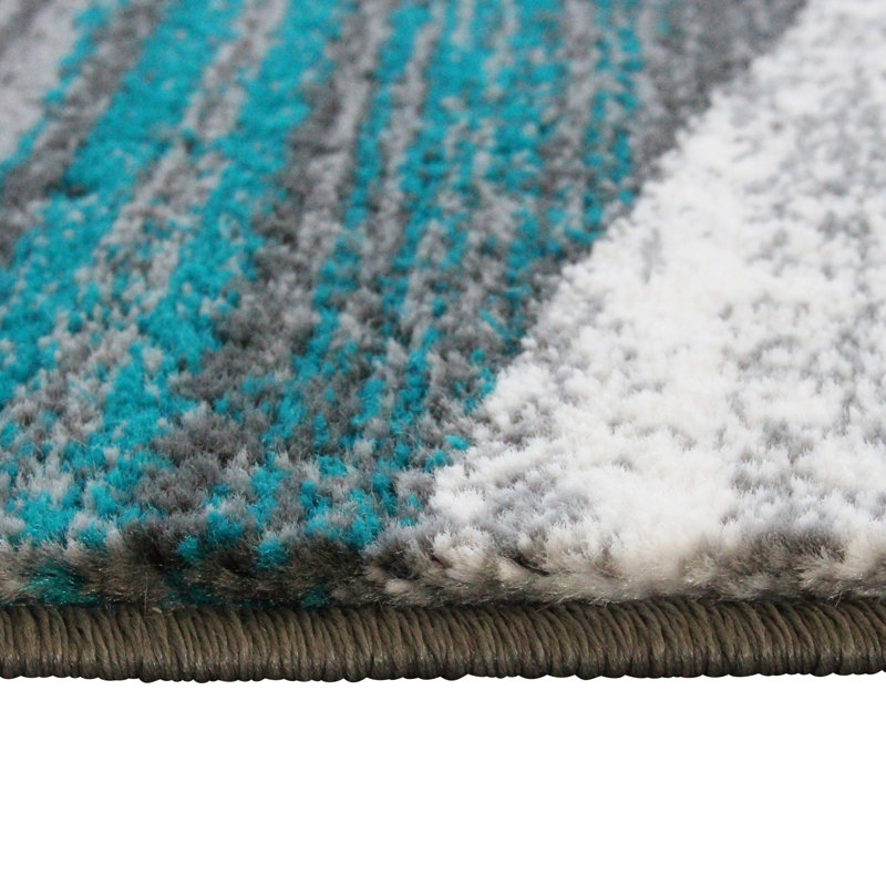 Aliodija Modern Swirl Design Olefin Area Rug, Rectangle 5'3" x 7'3"