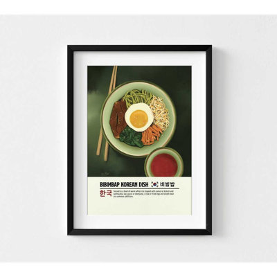 Korean Bibimbap Wall Art: Modern Asian Kitchen Decor - Framed Option