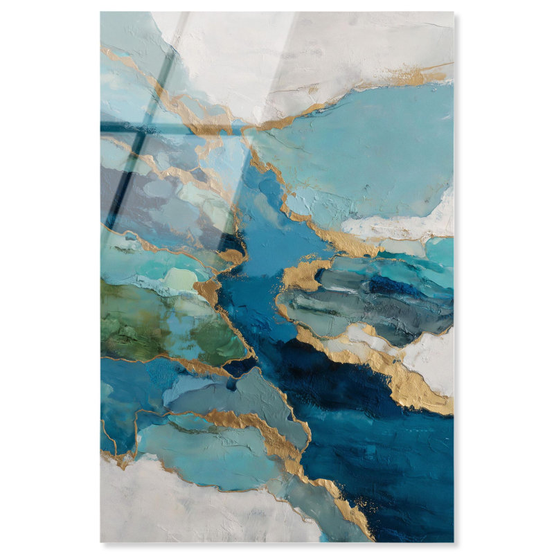 Décoration murale imprimée à l'acrylique Gilded River Delta III par Art Remedy, prête à être suspendue, 10 x 15