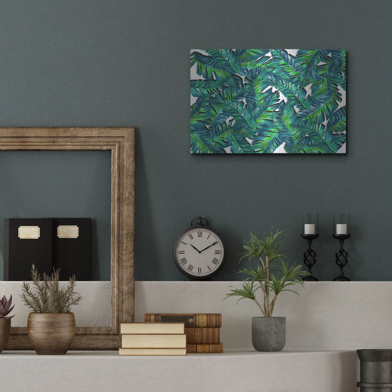 Ivy Bronx «Tropical Leaves 4» par Mark Ashkenazi, art mural en métal, H 12 po x l 16 po