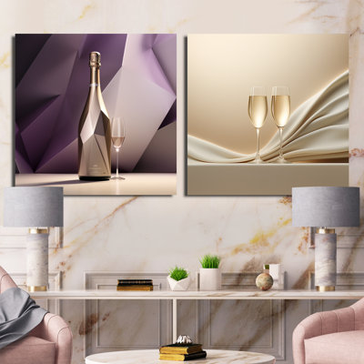 Cubes, raisin, champagne, géométrie, champagne, ensemble de collages carrés