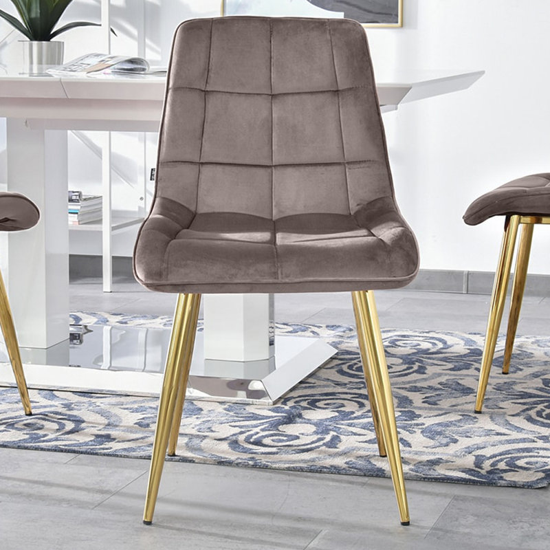 Alantae 121.9 cm H Tufted Side Chair, Grey, Golden