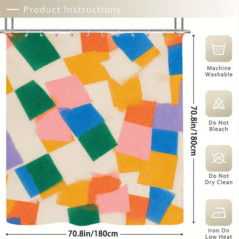 Rideaux de douche carrés colorés, 71 x 71