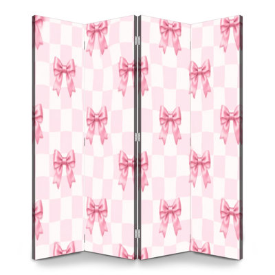 Paravent 4 panneaux à cloison pliable Royal Pink Bows