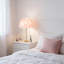 Lampe de table plume rose et cristal - Base dorée (lumière E26 3 couleurs incluse)-1608835704