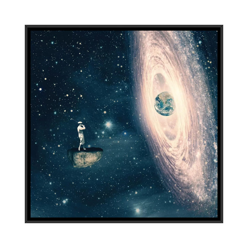 « the golfer », reproduction d’impression sur toile, H 18 po x l 18 po x P 1,5 po, Toile avec cadre noir, Pas de tapis