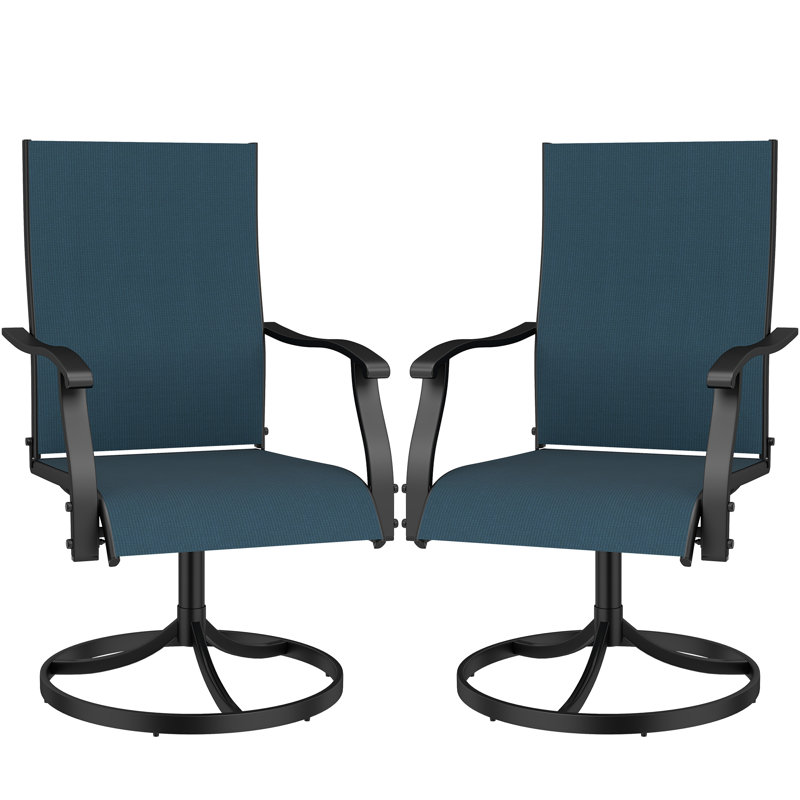 Fauteuil de salle à manger pivotant à dossier haut en toile de polyester Benoit, bleu, Blue