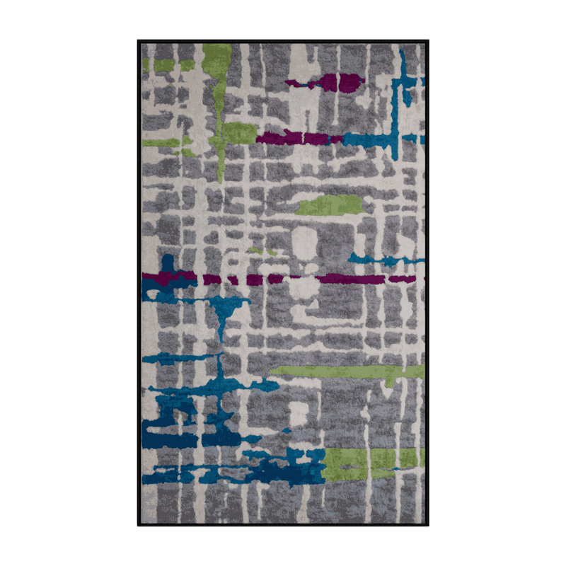 Tapis gris lavable à la machine, Rectangle 8 pi x 12 pi