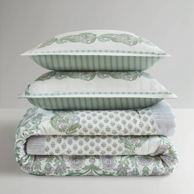 -Piece Full/Queen Bedding Sets, Cotton-Polyester Floral, Vintage Bedroom