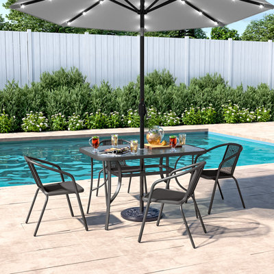 Dhaka 4 - Person Patio Dining Set with Rectangular Table