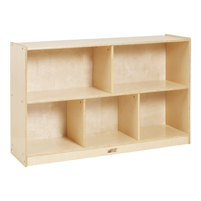 Armoire de rangement mobile à 5 compartiments ECR4Kids, H 30 po x l 48 po x P 13 po, Naturel