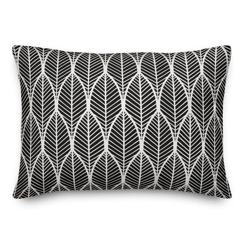 Geometric Outdoor Reversible Throw Pillow, 18"H x 25"W, Black
