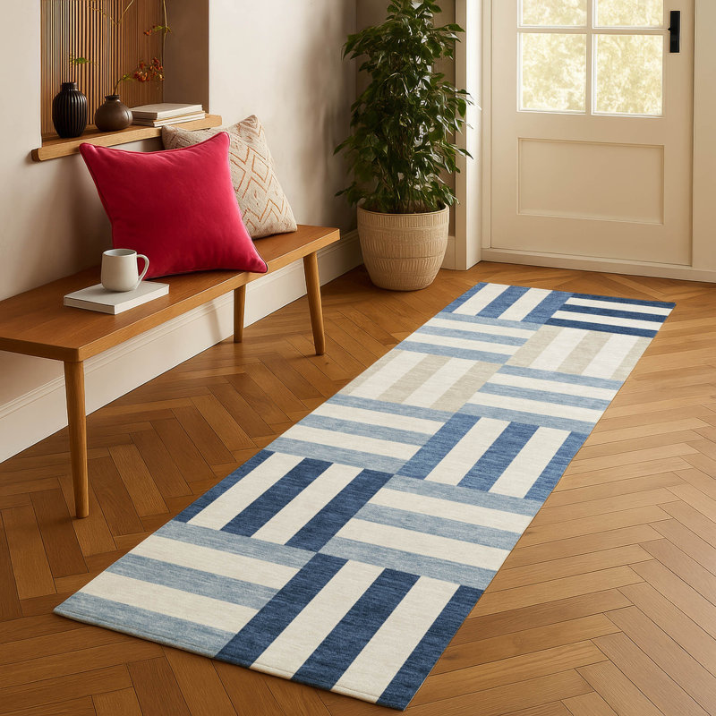 Machine Washable Indoor/Outdoor Aten ACN2332 Geometric Rug, Runner 2'3" x 7'6"