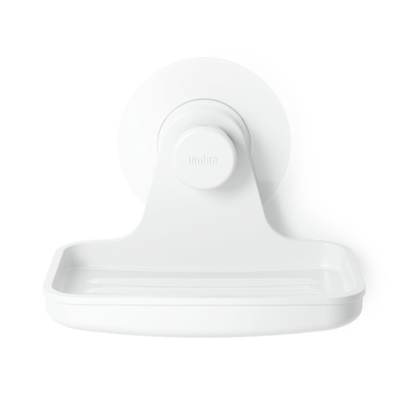 White Plastic Suction Cup Shower Soap Dish with Drainage