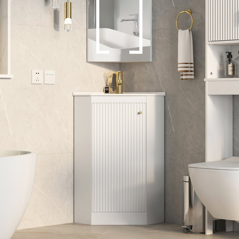 24'' Corner Single Bathroom Vanity Set With Sink Top