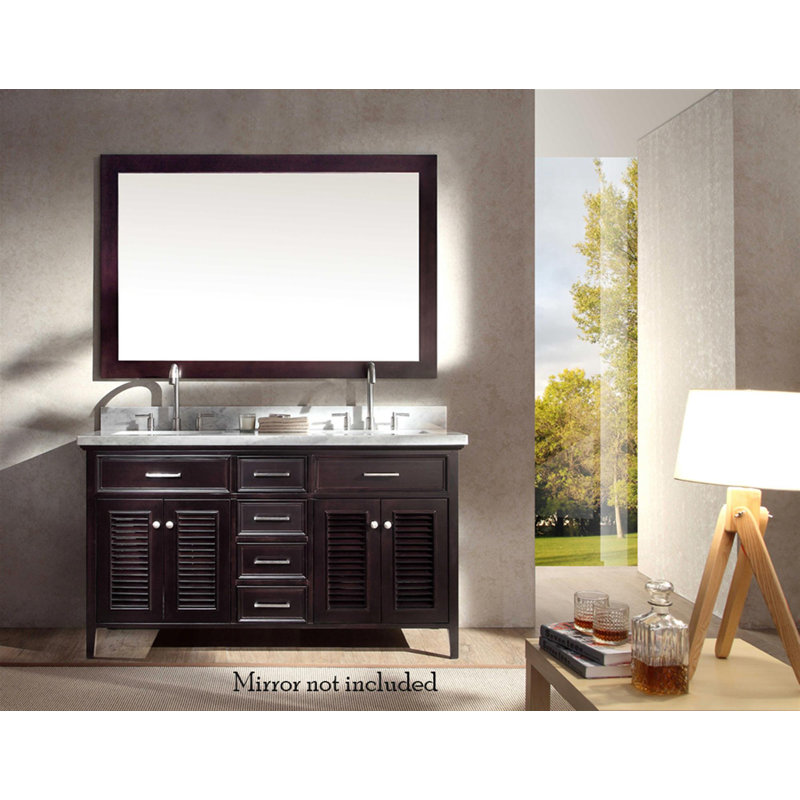 Kensington 61 in. Double Vanity, Rectangular, Espresso, Carrara White Marble