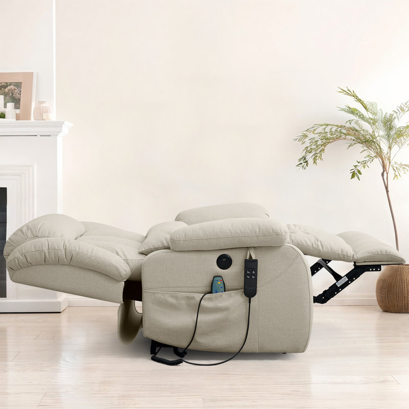 Fauteuil inclinable électrique à deux moteurs Bilney, Mélange de lin beige