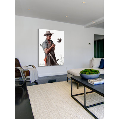 « agriculteur et le oiseau » par norman rockwell, reproduction d’art sur toile tendue
