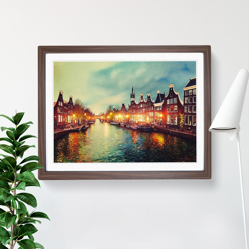 Amsterdam Canal Watercolour - Single Picture Frame Print