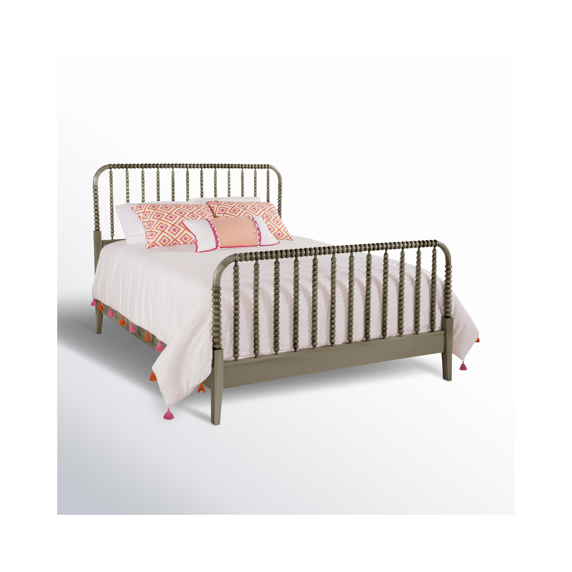 Louisa Solid Wood Spindle Bed, Stone Hearth, Queen