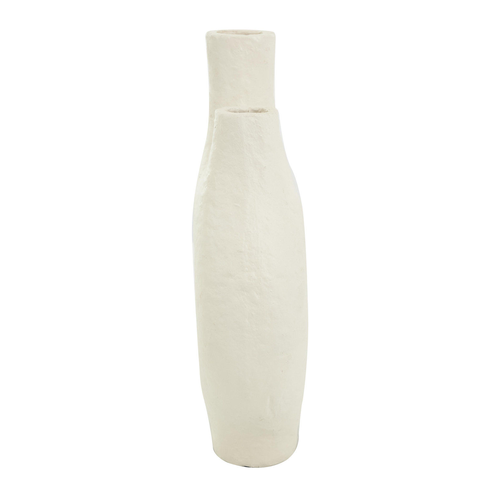 Paper Mache Abstract Rounded Decorative Vase with Double Openings, 14.35" H x 9.10" W x 3.8" D