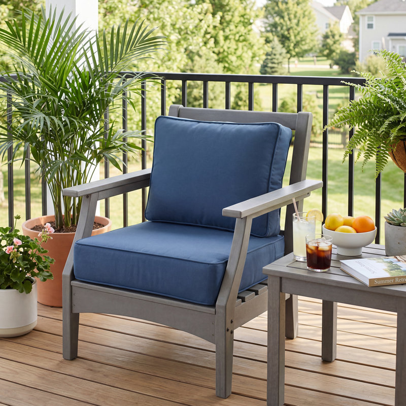 6 Inch Sunbrella Outdoor Chair Seat Back Cushion Set, 24" W x 25" D, Canvas Sapphire Blue