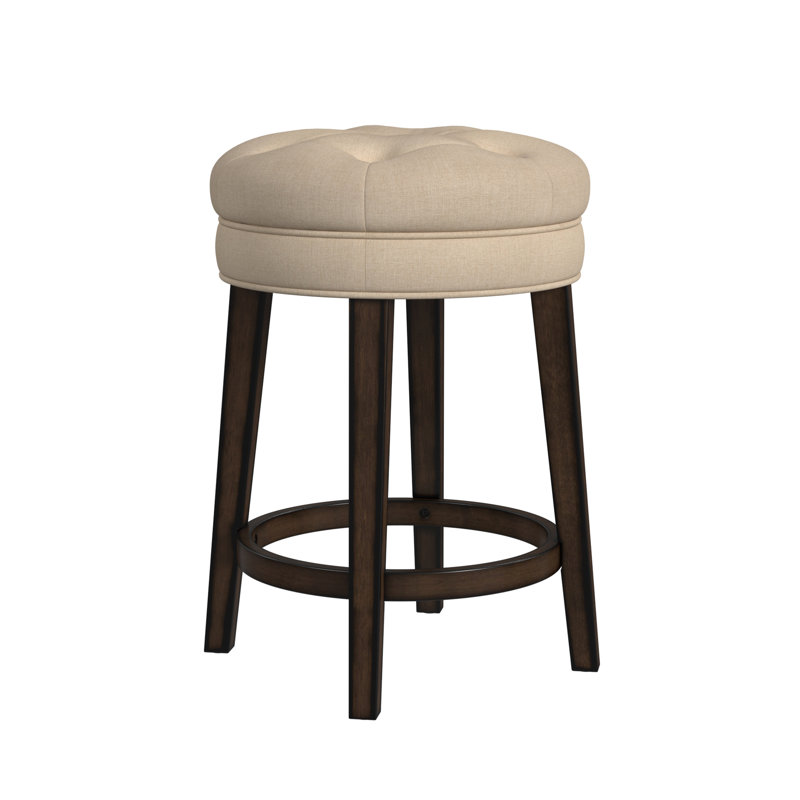 Shearson Swivel Upholstered Counter Stool with Solid Wood Frame, Counter Stool (25.5" Seat Height), Stone