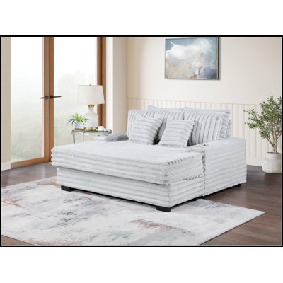 Oversized Sofa Chaise Lounge Chair with Cupholders and USB Charging Port, Perfect for Comfort and Convenience in Modern Living Spaces by Latitude Run