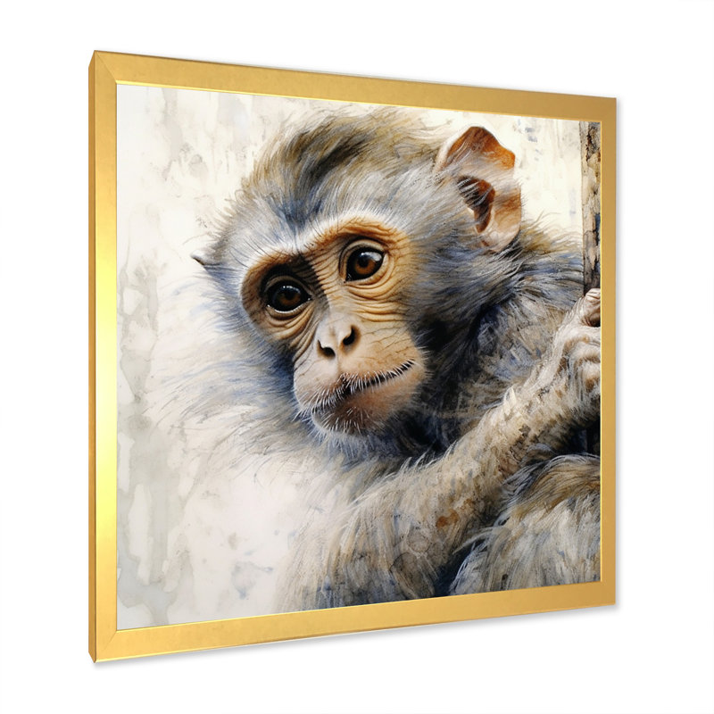 Wild Monkey II, 16" H x 16" W x 1" D, Gold Single Picture Framed