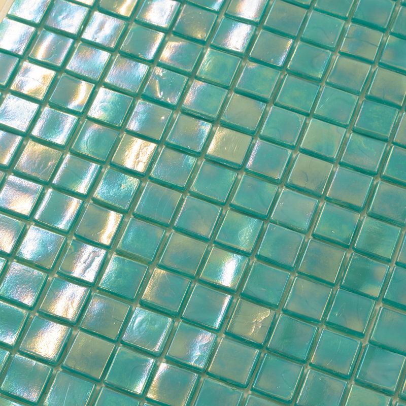 Skosh 0.6" x 0.6" Glass Grid Mosaic Wall & Floor Tile, Dark Ocean Green