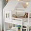 Lit superposé simple au-dessus d'une maison double avec échelles, glissoires et rangement, maisonnette pour enfants-907113491