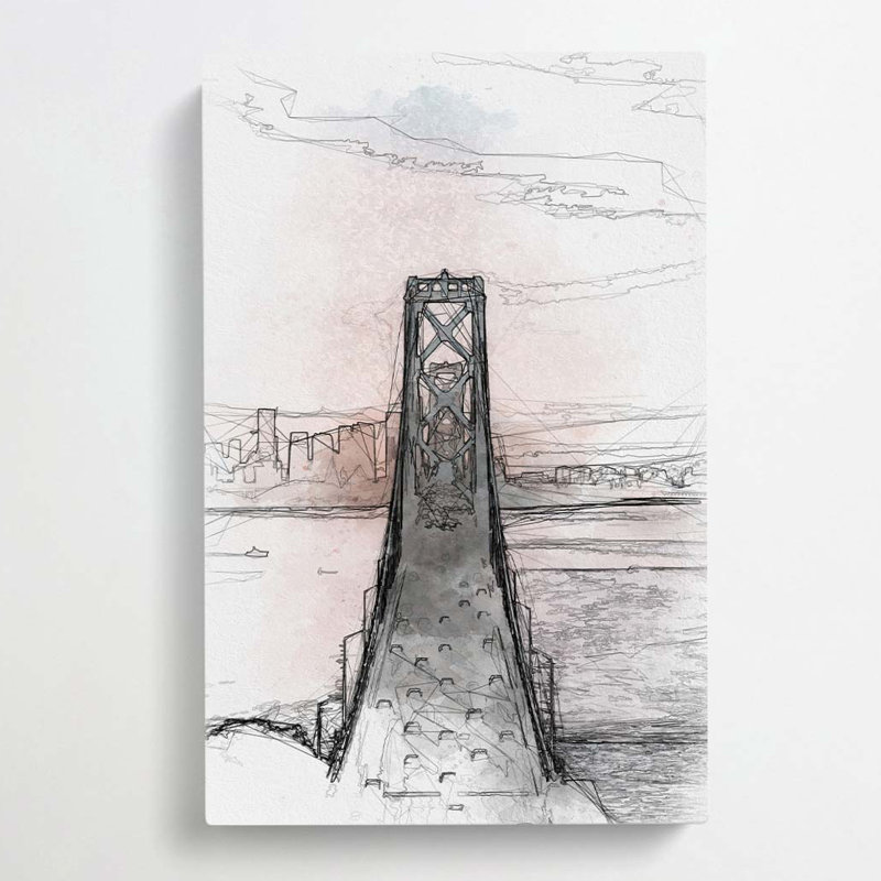 Bridge in San Francisco in Abstract - Wrapped Canvas, 91cm H x 60cm W 